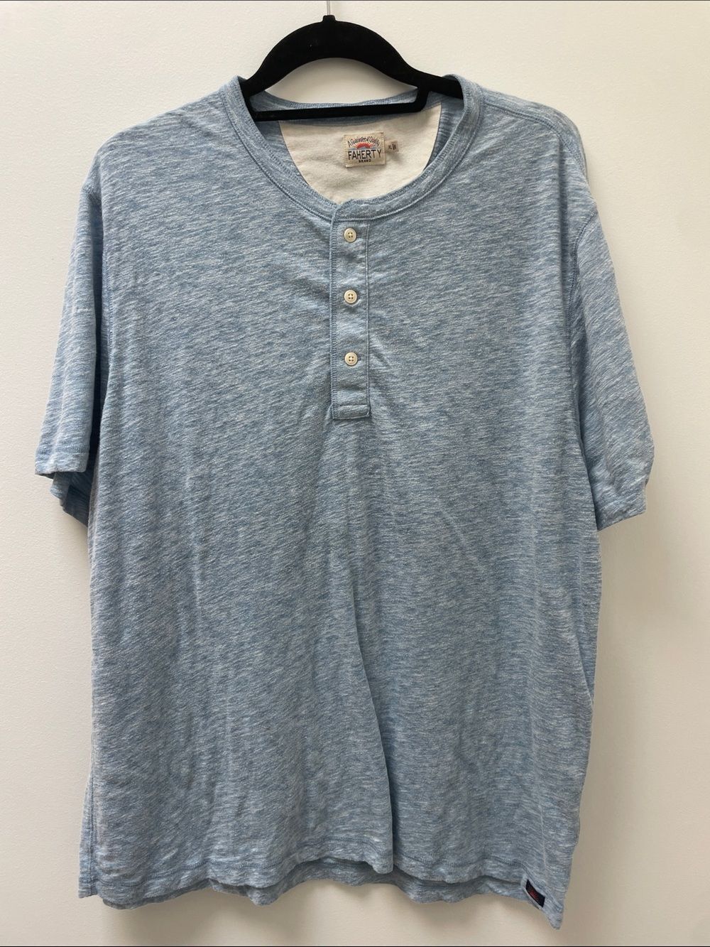 Faherty Short-Sleeve Breeze Henley Men's Size XL - Blue Isle